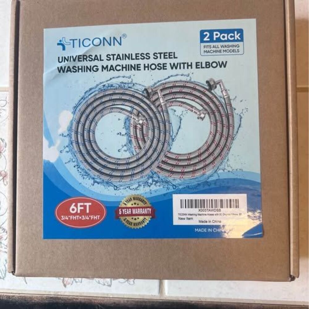 6FT Braided Stainless Steel Washing Machine Hoses Set – 2 Pack